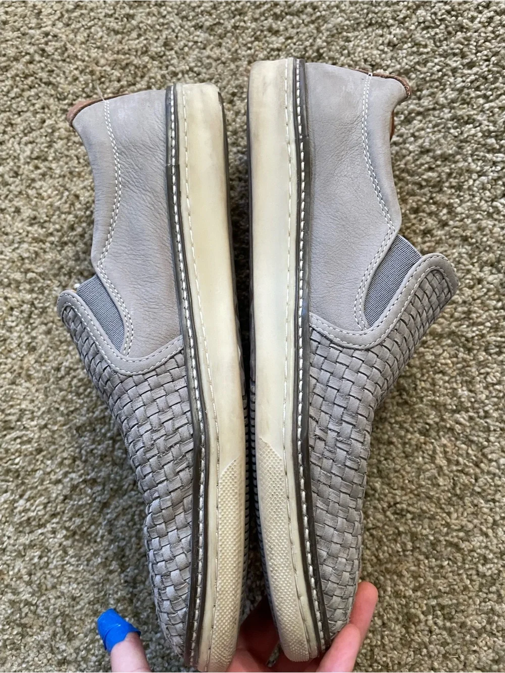 Johnston and Murphy Men Gray sheepskin Woven Slip-On Shoes 11.5 classic minimal